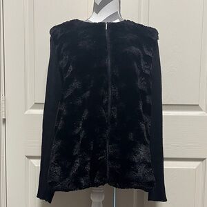 Elegant Faux Fur Black Knit Cardigan
